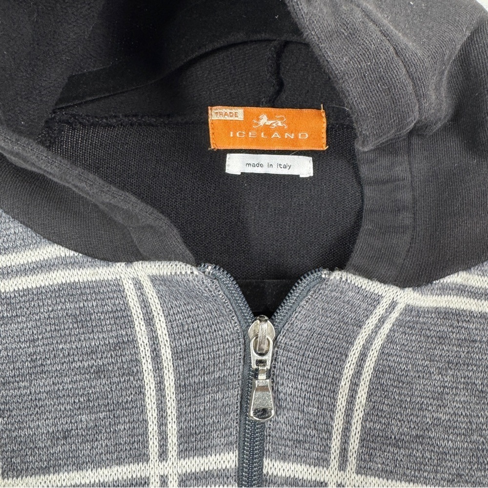 Trade Iceland Black Gray Zip Hoodie Sweater Mens Size XL Wool Blend Italy - Picture 7 of 13